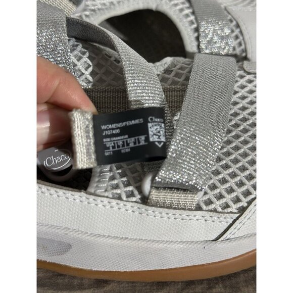 CHACO ODYSSEY Closed Toe Hiking Sport Sandals Women 8 Metallic Silver/Gray Mesh - Picture 6 of 14